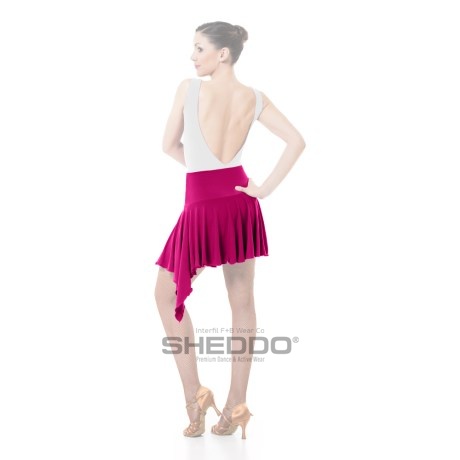 Female Asymmetric Skirt With Yoke & Single Godet, Super Jersey Fuchsia