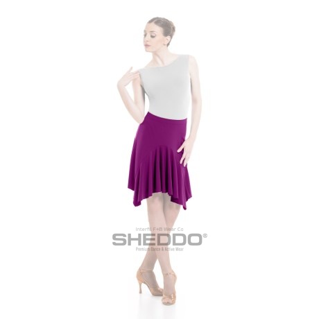 Female Skirt With Elasticated Waist &#38; Ruffled Front, Super Jersey Plum